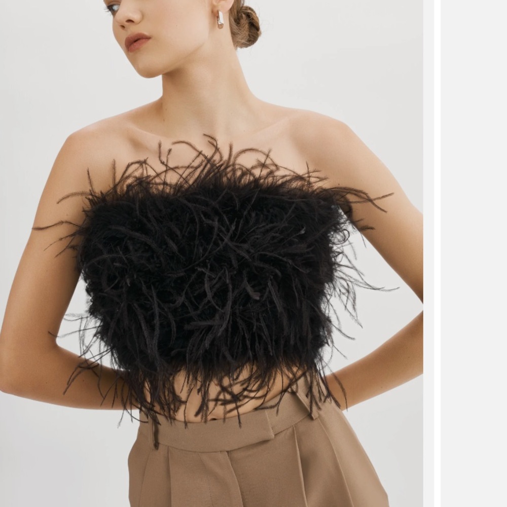NWT Lamarque Black Feather Top